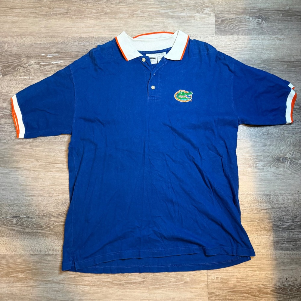 Pro Edge Florida Gators Polo Shirt Mens Large Blue Orange White Vintage NCAA